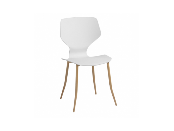 Silla blanca y patas metálicas efecto madera  merkamueble
