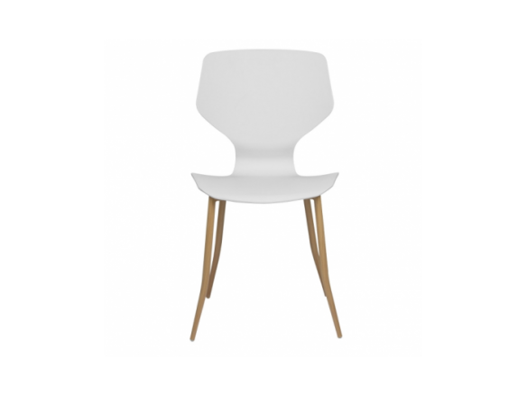 Silla blanca y patas metálicas efecto madera  merkamueble