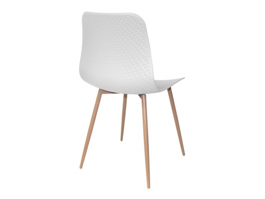 Silla blanca con patas metálicas efecto madera  merkamueble 2
