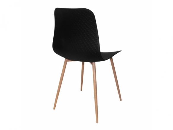 Silla negra con patas metálicas efecto madera  merkamueble