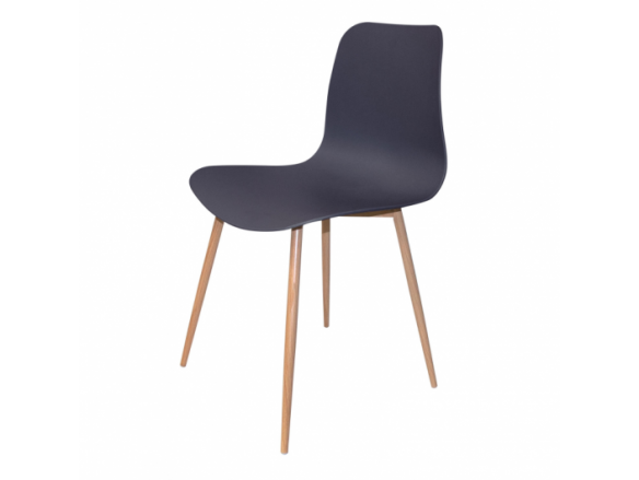 Silla color antracita con patas metálicas efecto madera  merkamueble