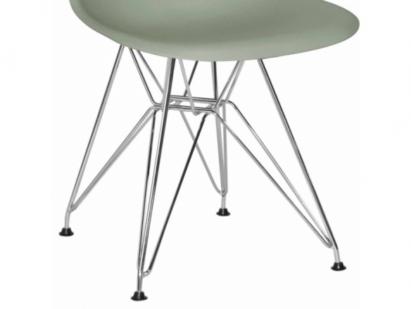 Silla color verde con con patas acero cromado  merkamueble