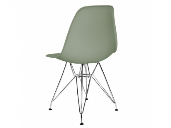 Silla color verde con con patas acero cromado  merkamueble