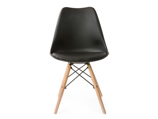 Silla negra con cojín fijo y patas de madera  merkamueble 2