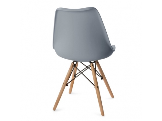 Silla gris con cojín fijo y patas de madera  merkamueble 2