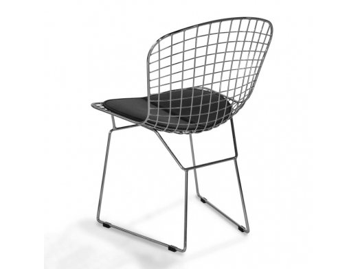 Silla de acero cromado respaldo ancho con cojín negro  merkamueble 2