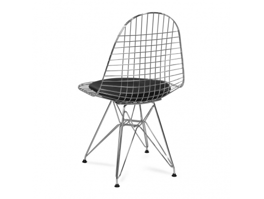 Silla de acero cromado con cojín negro  merkamueble 2
