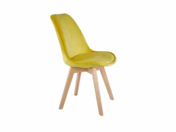 Silla de terciopelo amarilla  merkamueble