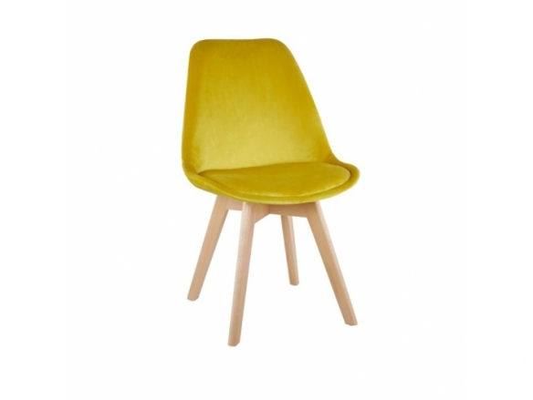 Silla de terciopelo amarilla  merkamueble
