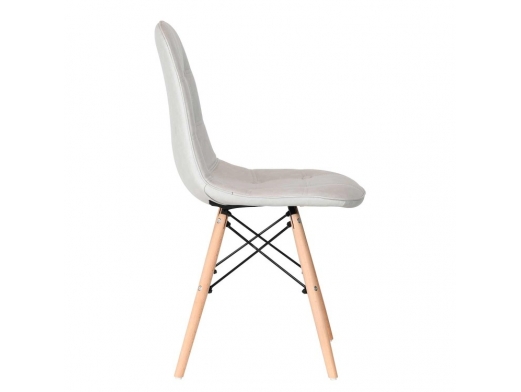 Silla gris claro capitoné con patas madera  merkamueble 2