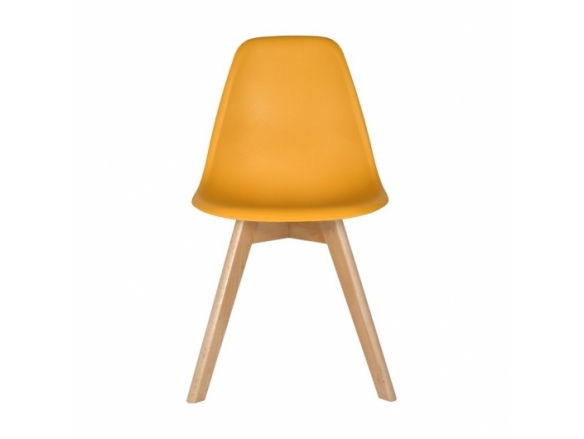 Silla color mostaza patas madera rectangulares  merkamueble