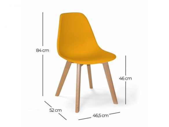Silla color mostaza patas madera rectangulares  merkamueble