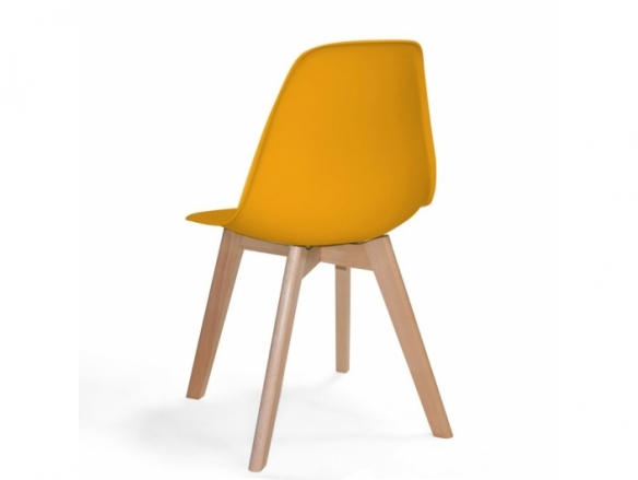 Silla color mostaza patas madera rectangulares  merkamueble