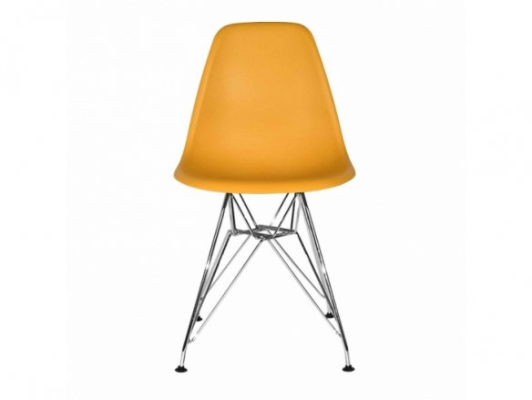 Silla color mostaza patas acero cromado  merkamueble