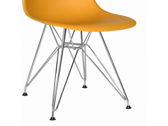 Silla color mostaza patas acero cromado  merkamueble