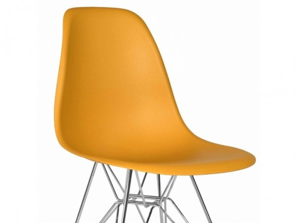 Silla color mostaza patas acero cromado  merkamueble