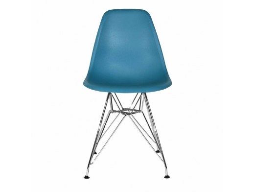 Silla color cobalto con patas cromadas  merkamueble 2