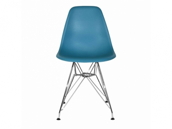 Silla color cobalto con patas cromadas  merkamueble