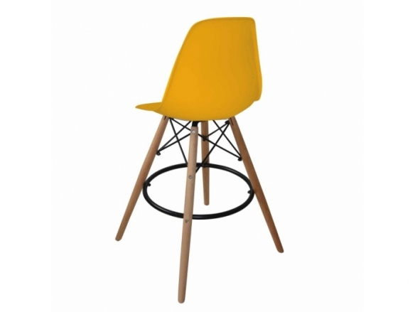 Taburete color mostaza patas madera  merkamueble