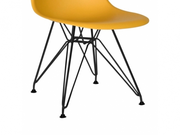 Silla color mostaza patas acero pintado negro  merkamueble