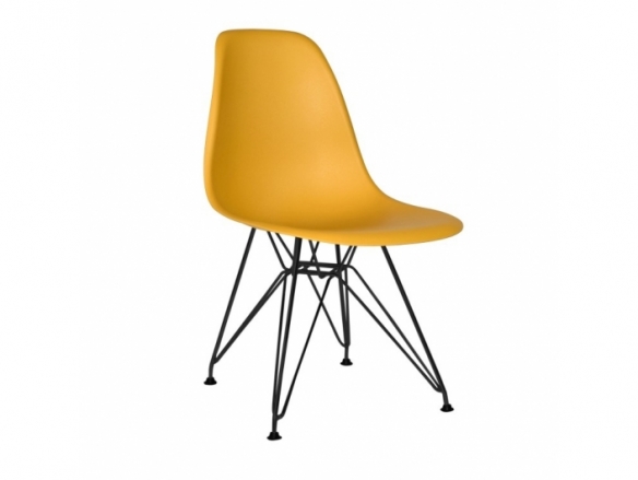 Silla color mostaza patas acero pintado negro  merkamueble