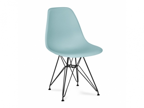 Silla color agua con patas acero negro  merkamueble