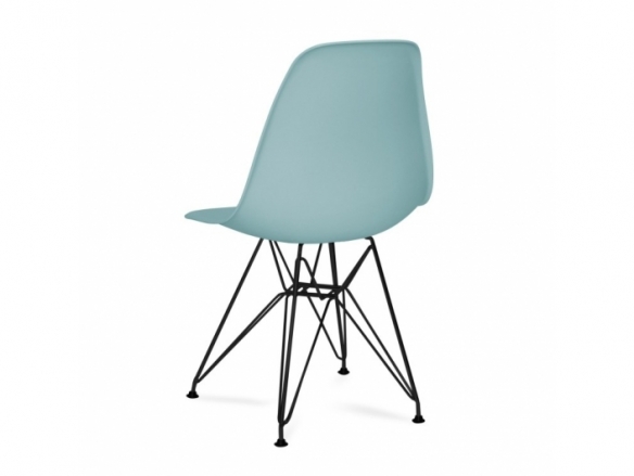 Silla color agua con patas acero negro  merkamueble