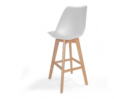 Taburete blanco con patas de madera de haya  merkamueble 2