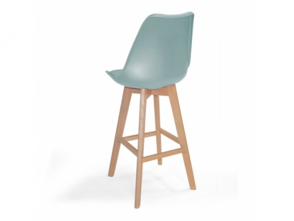 Taburete color agua con patas de madera de haya  merkamueble