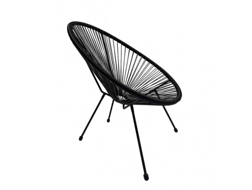 Silla cuerdas negras de exterior con patas metálicas negras  merkamueble 2