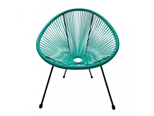 Silla cuerdas azul turquesa de exterior con patas metalicas negras  merkamueble 2