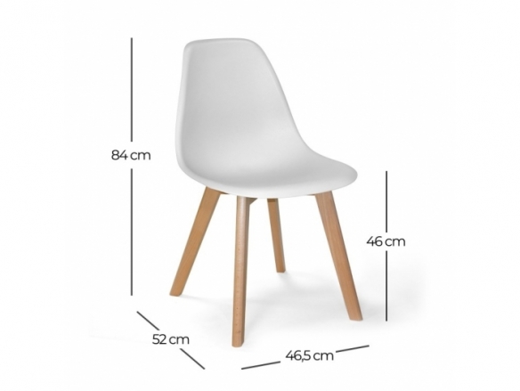 Silla blanca con patas rectangulares de madera  merkamueble