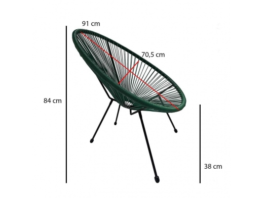 Silla cuerdas verde de exterior con patas metálicas negras  merkamueble 2