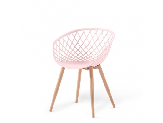 Silla infantil rosa rejilla con patas de metal  merkamueble 2