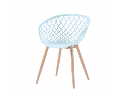 Silla infantil azul rejilla y patas metálicas color haya  merkamueble 2