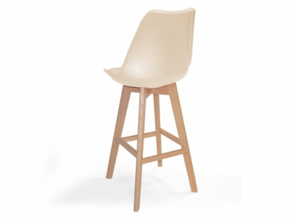 Taburete color arena 75 cm patas madera  merkamueble
