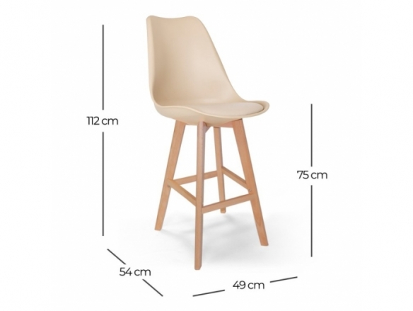 Taburete color arena 75 cm patas madera  merkamueble