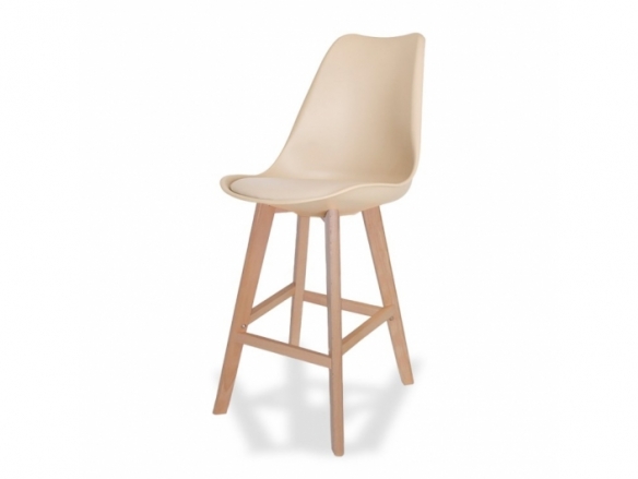 Taburete color arena 75 cm patas madera  merkamueble