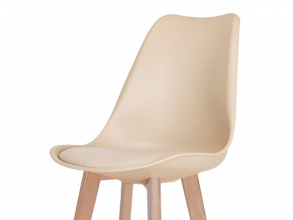 Taburete color arena 75 cm patas madera  merkamueble