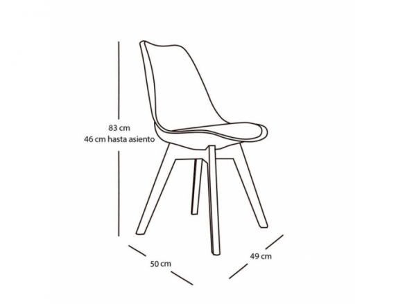 Silla rosa nude con asiento y patas madera rectangulares  merkamueble