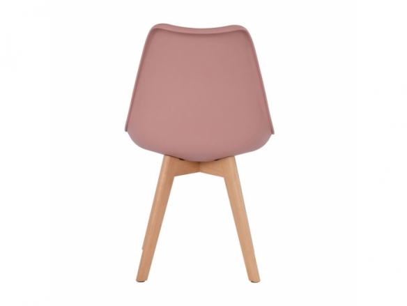 Silla rosa nude con asiento y patas madera rectangulares  merkamueble