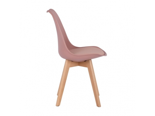 Silla rosa nude con asiento y patas madera rectangulares  merkamueble 2