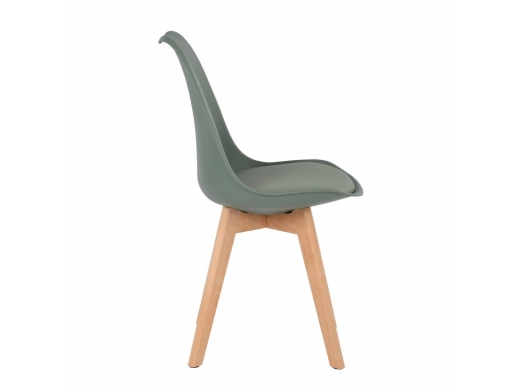 Silla color verde patas rectangulares madera  merkamueble 2
