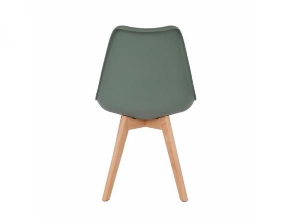 Silla color verde patas rectangulares madera  merkamueble