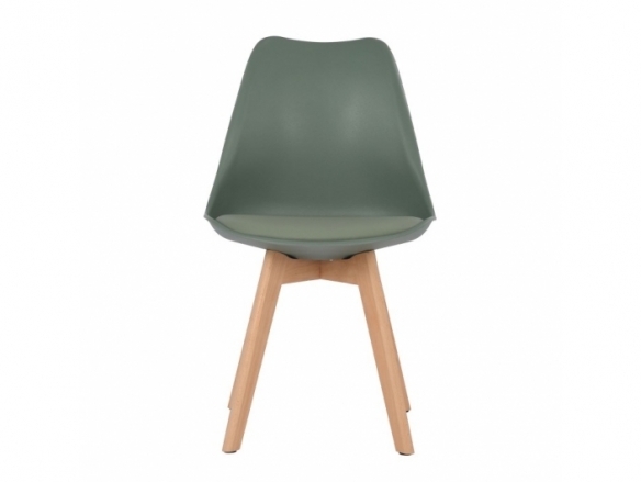Silla color verde patas rectangulares madera  merkamueble