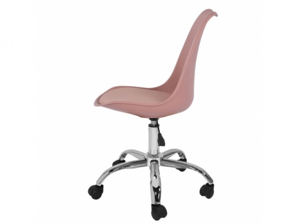 Silla de escritorio color rosa nude y patas metalicas  merkamueble