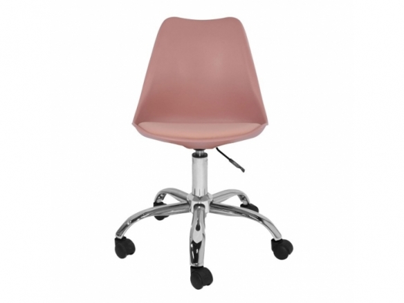Silla de escritorio color rosa nude y patas metalicas  merkamueble