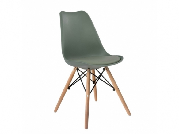 Silla color verde kale con patas madera  merkamueble