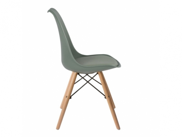 Silla color verde kale con patas madera  merkamueble