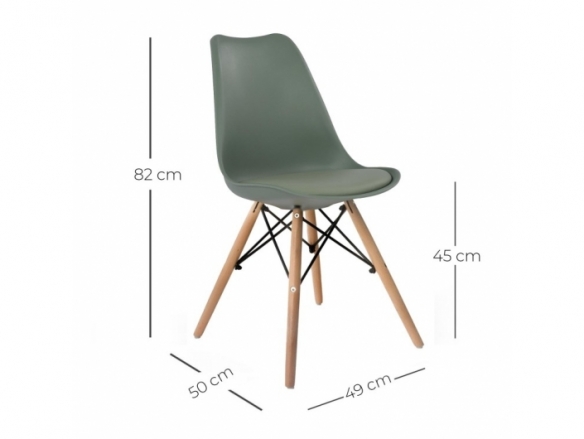 Silla color verde kale con patas madera  merkamueble